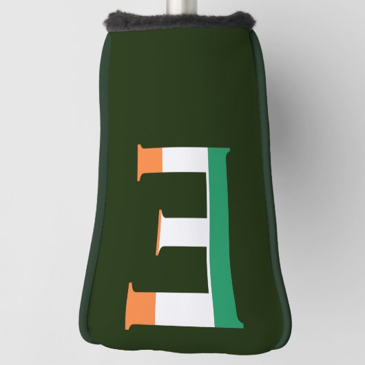E Monogram bedekt met Ierse vlag pcnt Golfheadcover (Draai 90)