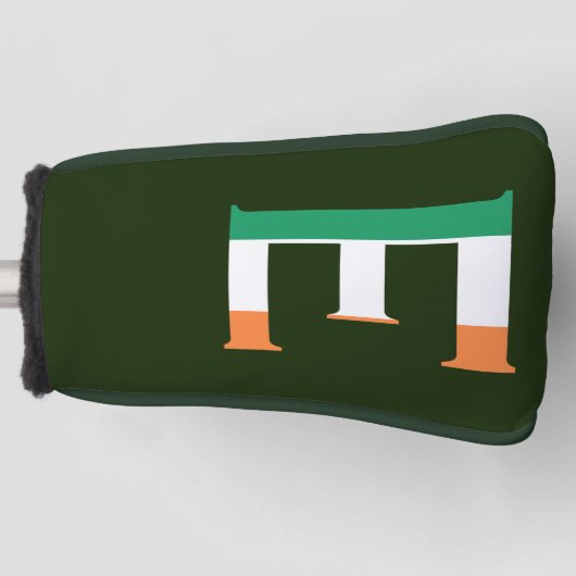 E Monogram bedekt met Ierse vlag pcnt Golfheadcover (Voorkant)