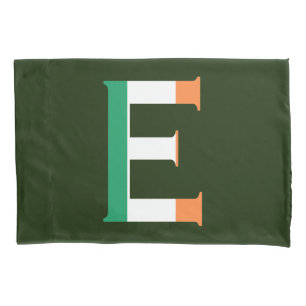 E Monogram bedekt met Ierse vlag pcnt Kussensloop