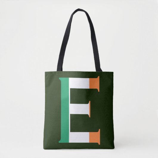 E Monogram bedekt met Ierse vlag stint Tote Bag (Voorkant)