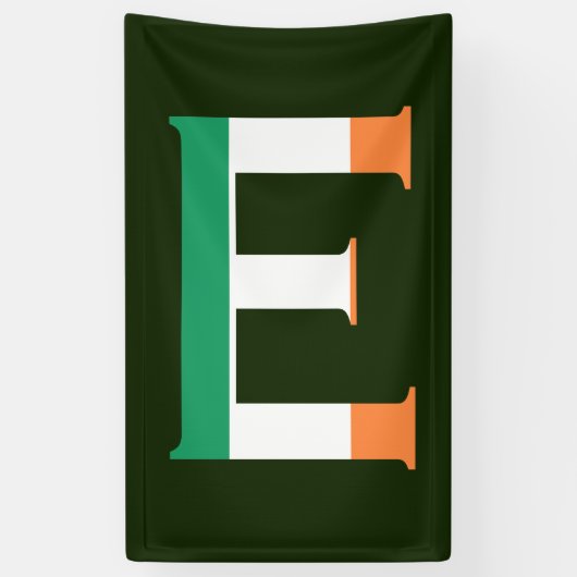 E Monogram bedekt met Ierse vlag (v) brcnt Spandoek (Verticaal)