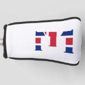 E Monogram bedekt met Union Jack Flag pcnt Golfheadcover (Voorkant)