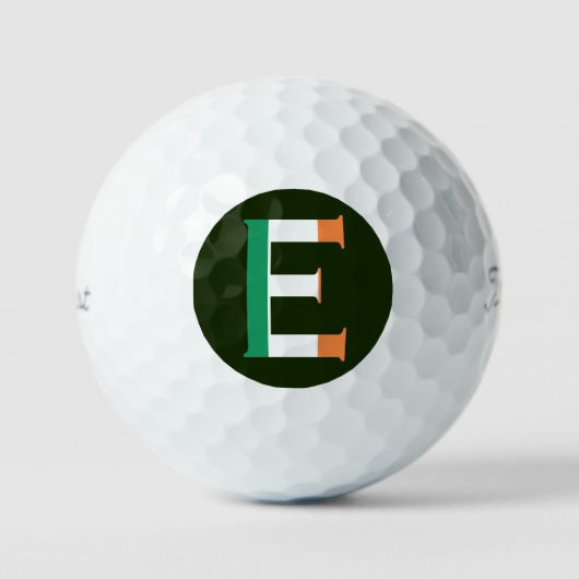 E Monogram bedekt op Ierse vlag tpv1 gbcnt Golfballen (Voorkant)