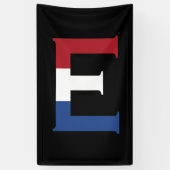 E Monogram bedekt op NLD-vlag op bk-bubrcnt Spandoek (Verticaal)