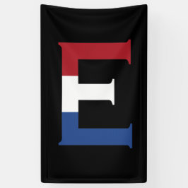 E Monogram bedekt op NLD-vlag op bk-bubrcnt Spandoek