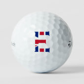 E Monogram bedekt op Union Jack Flag tmtp5 gbcnt Golfballen (Voorkant)
