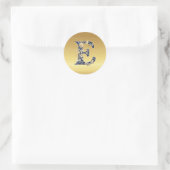 E monogram bloemenontwerp ronde sticker (Tas)