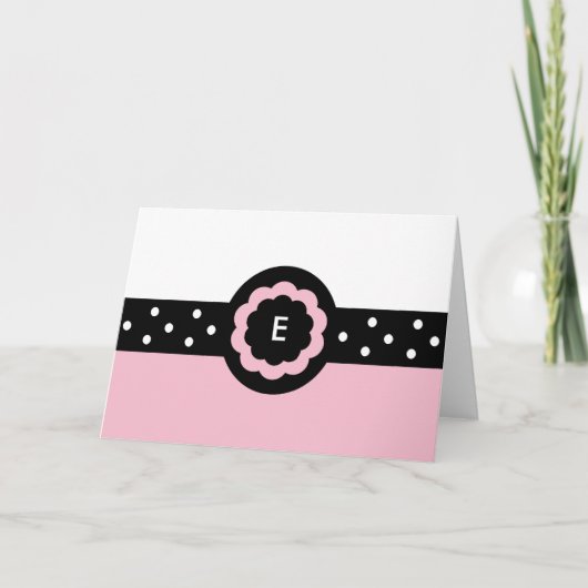 E : Monogram E Gedroogde roze en witte Kaart (Voorkant)