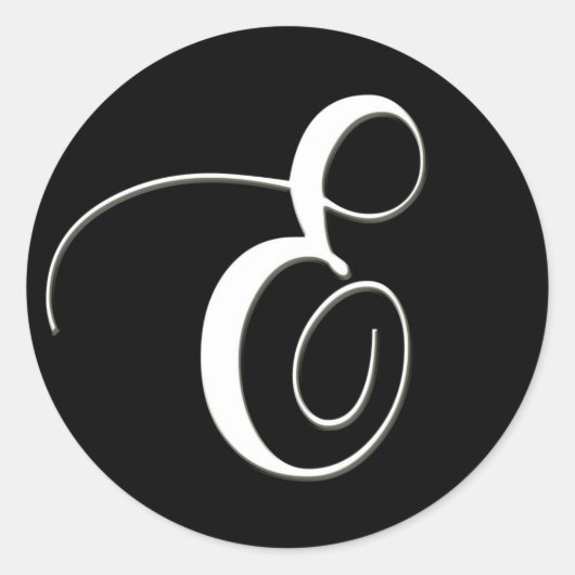 E monogram - elegant zwart-wit ronde sticker (Voorkant)