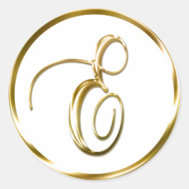E Monogram Faux Gold Envelope of Favor Seal Ronde Sticker