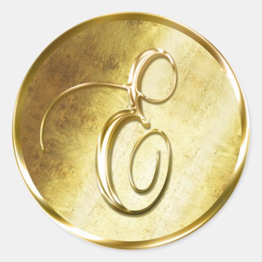 E Monogram Faux Gold Envelope Seal Stickers (Voorkant)