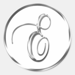 E Monogram Faux Silver Envelope of Favor Seal Ronde Sticker