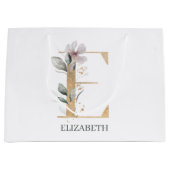 E Monogram Floral Aangepast Groot Cadeauzakje (Voorkant)