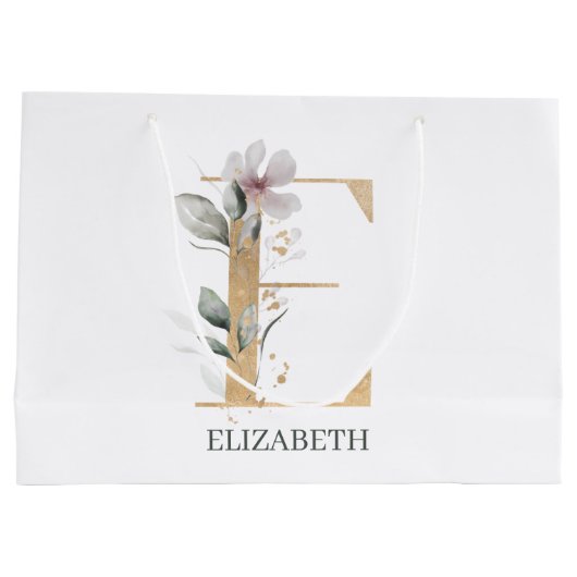 E Monogram Floral Aangepast Groot Cadeauzakje (Achterkant)
