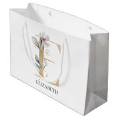 E Monogram Floral Aangepast Groot Cadeauzakje (Achterkant Gekanteld)