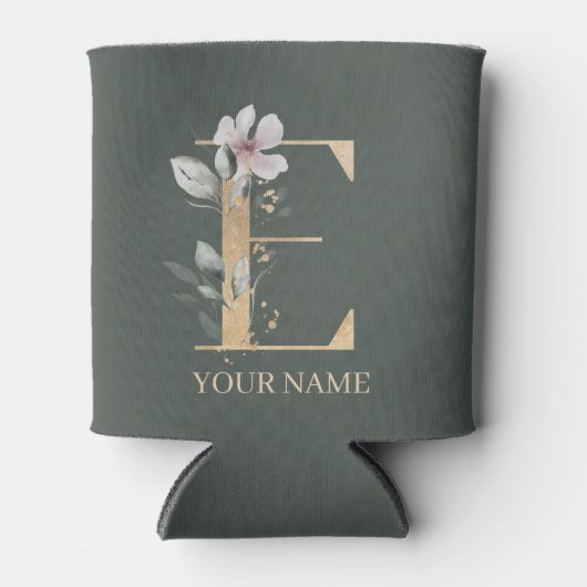 E Monogram Floral Aangepaste Koelbox Blikjeskoeler (Voorkant)