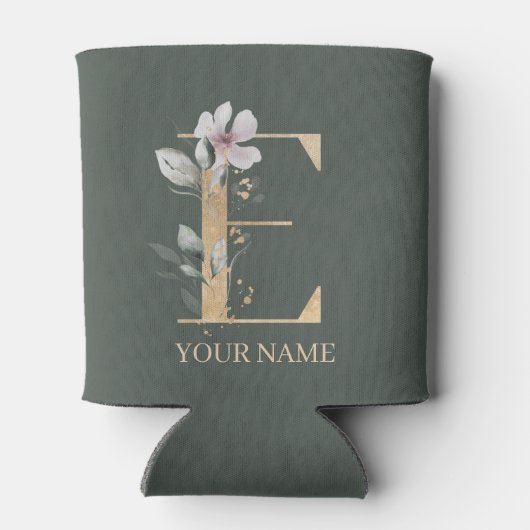 E Monogram Floral Aangepaste Koelbox Blikjeskoeler (Achterkant)