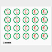 E Monogram (grillige kerst) Ronde Sticker (Vel)