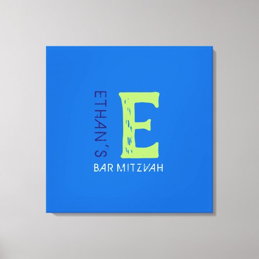 E Monogram Initiaal Bar Bat Mitzvah Sign-In Board Canvas Afdruk (Voorkant)
