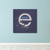 E Monogram Initiaal Bar Bat Mitzvah Sign-In Board Canvas Afdruk (Insitu (Houten vloer))