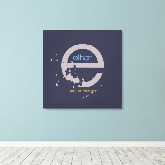 E Monogram Initiaal Bar Bat Mitzvah Sign-In Board Canvas Afdruk (Insitu (Houten vloer))