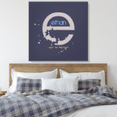 E Monogram Initiaal Bar Bat Mitzvah Sign-In Board Canvas Afdruk (Insitu (Slaapkamer))