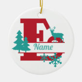 E Monogram Initiaal kerstfeestdag Ornament (Voorkant)