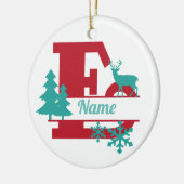 E Monogram Initiaal kerstfeestdag Ornament (Links)