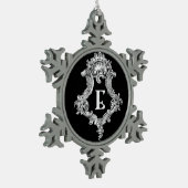 E Monogram Initiaal Siermotief Tin Sneeuwvlok Ornament (Links)
