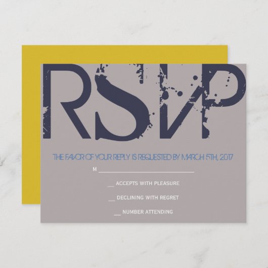 E Monogram Initialen Bar Bat Mitzvah Reply Card RSVP Kaartje (Voorkant / Achterkant)