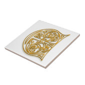 E Monogram "Irish Gold" Keramische Tegel Tegeltje (Zijkant)