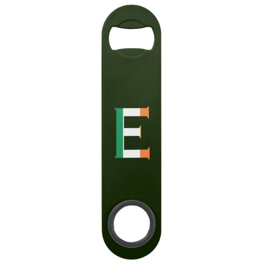 E Monogram overlay op Ierse vlag bocnt Speed Flessenopener (Voorkant)