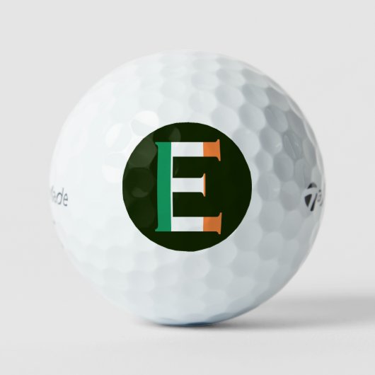 E Monogram overlay op Ierse Vlag tmtp5 gbt Golfballen (Voorkant)