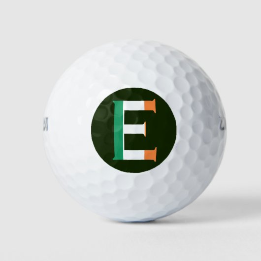 E Monogram overlay op Ierse vlag wu gbcnt Golfballen (Voorkant)