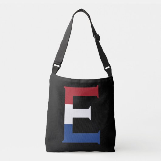 E Monogram overlay op NLD Vlag op bk cbbcnt Crossbody Tas (Voorkant)