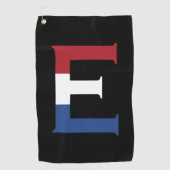 E Monogram overlay op NLD Vlag op bk gtcnt Golfhanddoek (Voorkant)