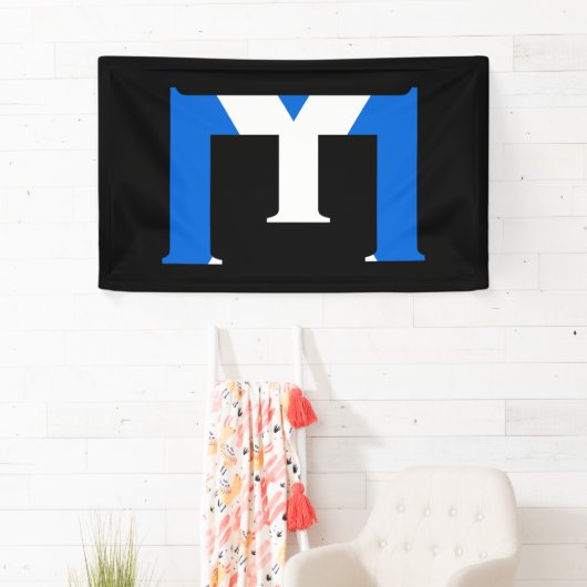 E Monogram overlay op Schotse vlag (v) brcnt Spandoek (Insitu)