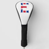 E Monogram overlay op Union Jack Flag dcnt Golfheadcover (Voorkant)