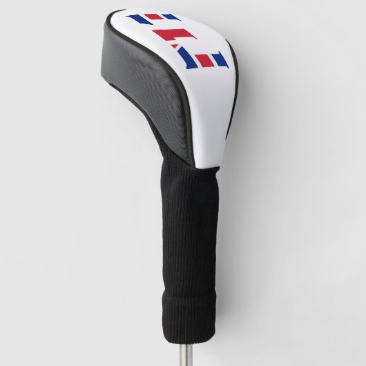 E Monogram overlay op Union Jack Flag dcnt Golfheadcover (Schuin)
