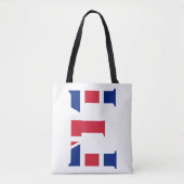 E Monogram overlay op Union Jack Flag stint Tote Bag (Voorkant)