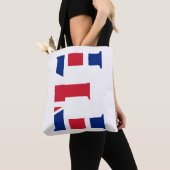 E Monogram overlay op Union Jack Flag stint Tote Bag (Dichtbij)