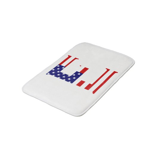 E Monogram overlay op USA Flag bmcnt Badmat (Gekanteld)