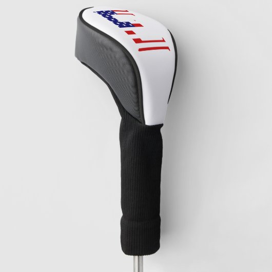 E Monogram overlay op USA Flag dcnt Golfheadcover (Schuin)