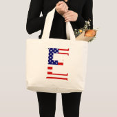 E Monogram overlay op USA Flag jtcnt Grote Tote Bag (Voorkant (product))