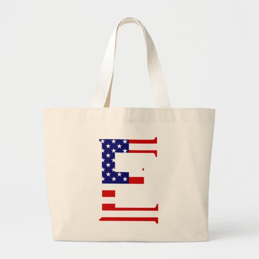 E Monogram overlay op USA Flag jtcnt Grote Tote Bag (Voorkant)