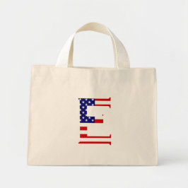 E Monogram overlay op USA Flag tcnt Mini Tote Bag