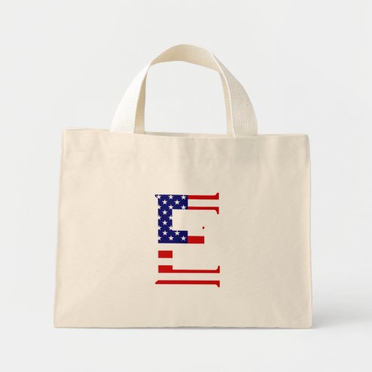 E Monogram overlay op USA Flag tcnt Mini Tote Bag (Voorkant)