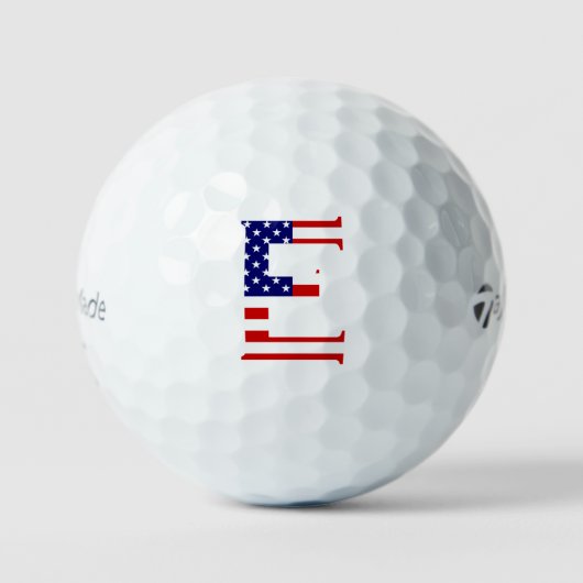 E Monogram overlay op USA Flag tmtp5 gbcnt Golfballen (Voorkant)