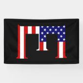 E Monogram overlay op VS Vlag (v) brcnt Spandoek (Horizontaal)