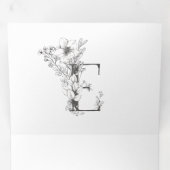 E-Monogram prachtig geborsteld Floral Wedding Drieluik Uitnodiging (Binnenzijde eerst)